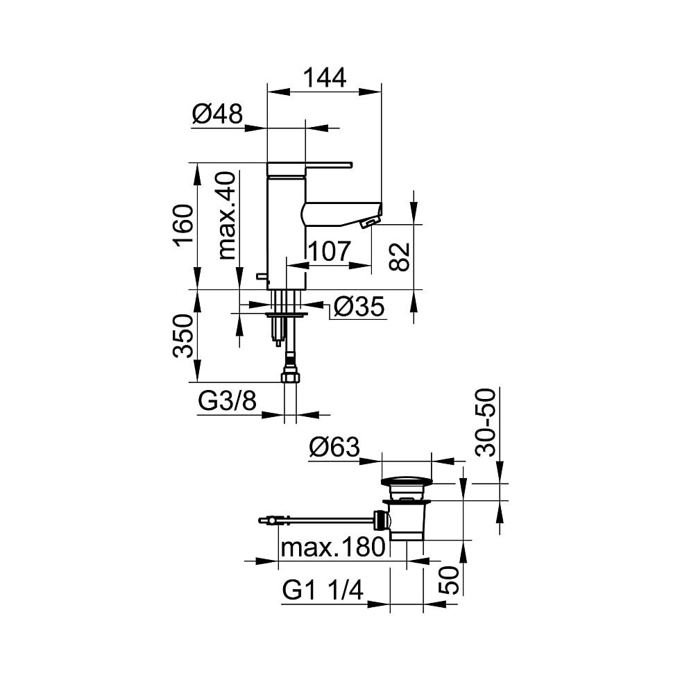 KEUCO Einhebel-Waschtisch-Mischer Plan blue 53902, mit Ablaufgarnitur, verchromt 53902010000 von KEUCO