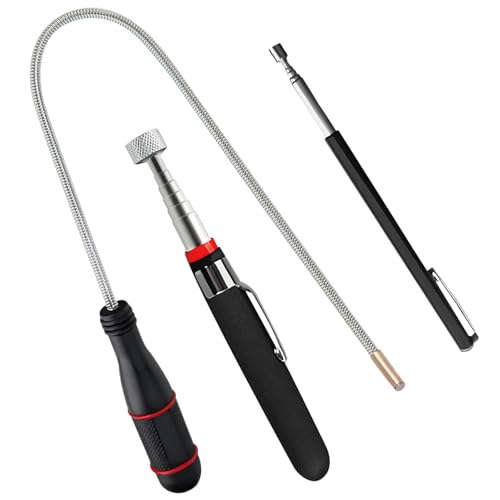 Magnetstab Teleskop,3stk Edelstahl Stabmagnet,Magnetstab Teleskopmagnet,Magnet Teleskopstab,Tragbares Biegbares Magnetgreifer,Ausziehbar Magnetheber Magnetstabgreifer Zum Greifen Kleinteilen,1.5/3/5LB von KEUGT
