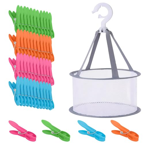 Wäscheklammern with Wascheklammern Korb,48 Stk Wascheklammern Ohne Abdruck,Windfeste Kunststoff-Wäscheklammer,Rutschfeste Wascheklammer Bunt Clothes Pegs Clips,Handtuch Towel Clips für Kleidung,Socken Wäscheklammern with Wascheklammern Korb,48 Stk Wascheklammern Ohne Abdruck,Windfeste Kunststoff-Wäscheklammer,Rutschfeste Wascheklammer Bunt Clothes Pegs Clips,Handtuch Towel Clips für Kleidung,Socken von KEUGT