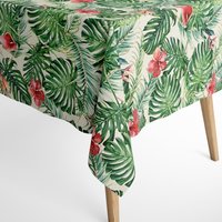 Jacquard Tischdecke Beschichtete Baumwolle Tischbelag Benne Monstera Cala Dschungel Eckig Rund Oval von KEVKUS