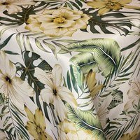 Jacquard Tischdecke Beschichtete Baumwolle Tischbelag Monstera Hibiskus Blüte Dg520 Eckig Rund Oval von KEVKUS