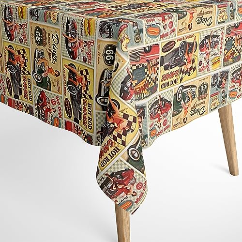 Jacquard Tischdecke aus beschichteter Baumwolle mit Fleckenschutz Judy American Diner Retro eckig rund oval Rand: Baumwollpaspel, Größe 30 x 40 cm eckig Platzdeckchen von KEVKUS