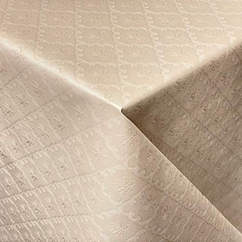 KEVKUS EVKUS Wachstuch Tischdecke Damast geprägt 03034-08 Blumen Ornamente Creme Champagner beige eckig rund oval (Rand: Paspel (mit Kunststoffband), 120 x 160 cm eckig) von KEVKUS