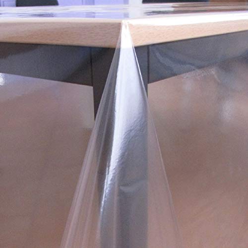 KEVKUS Tischfolie Tischdecke glasklar durchsichtig transparent 0,1 mm wählbar in eckig rund oval (Rand: Schnittkante (ohne Einfassung), 140 x 200 cm eckig) von KEVKUS