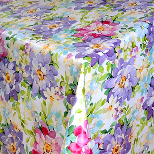 KEVKUS Wachstuch Tischdecke 01132-01 Blumen floral bunt wählbar in eckig rund oval (Rand: Schnittkante (ohne Einfassung), 140 x 220 cm eckig) von KEVKUS