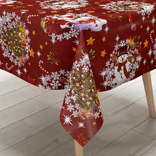 KEVKUS Wachstuch Tischdecke 01188-03 rot Weihnachten Weihnachtsmann wählbar in eckig, rund und oval - Größe eckig 140x140cm mit Paspelband KEVKUS Wachstuch Tischdecke 01188-03 rot Weihnachten Weihnachtsmann wählbar in eckig, rund und oval - Größe eckig 140x140cm mit Paspelband von KEVKUS