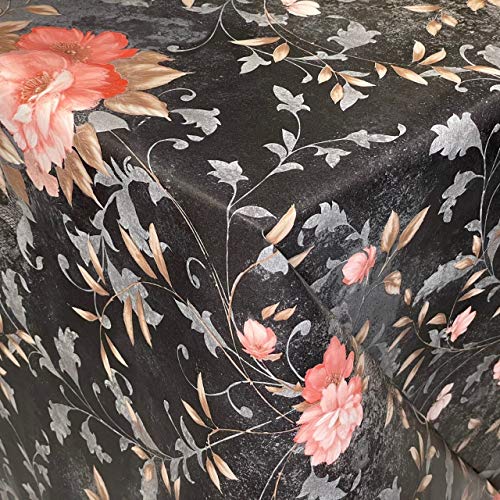 KEVKUS Wachstuch Tischdecke 06237-05 Rosen Blüten Blumen schwarz eckig rund oval (Rand: Schnittkante (ohne Einfassung), 120 x 180 cm eckig) von KEVKUS