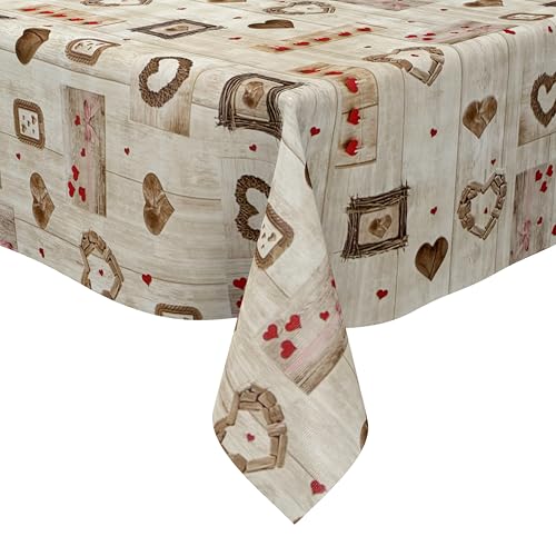 KEVKUS Wachstuch Tischdecke 108A Chalet Holz Herzen wählbar in eckig, rund und oval - Größe eckig 120x150cm Schnittkante KEVKUS Wachstuch Tischdecke 108A Chalet Holz Herzen wählbar in eckig, rund und oval - Größe eckig 120x150cm Schnittkante von KEVKUS