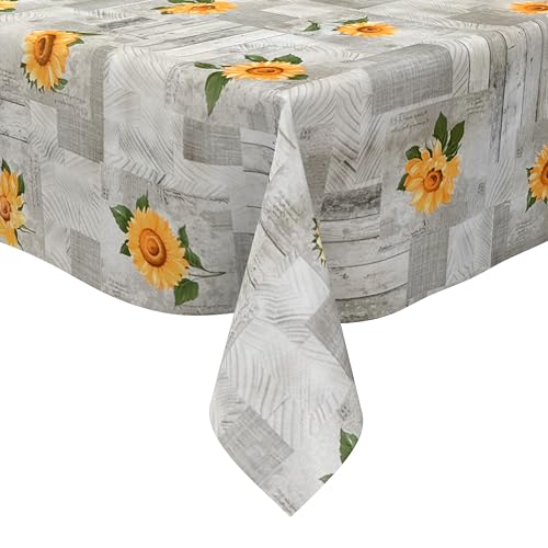 KEVKUS Wachstuch Tischdecke 163A grau Sonnenblumen Holz wählbar in eckig, rund und oval - Größe eckig 100x140cm Schnittkante KEVKUS Wachstuch Tischdecke 163A grau Sonnenblumen Holz wählbar in eckig, rund und oval - Größe eckig 100x140cm Schnittkante von KEVKUS