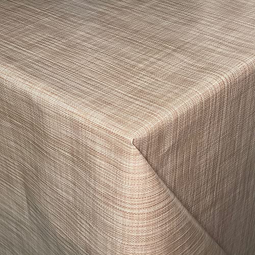 KEVKUS Wachstuch Tischdecke B1778-01 Leinenoptik Hellbraun-beige in eckig rund oval (Rand: Paspel (mit Kunststoffband), 120 x 140 cm eckig) von KEVKUS