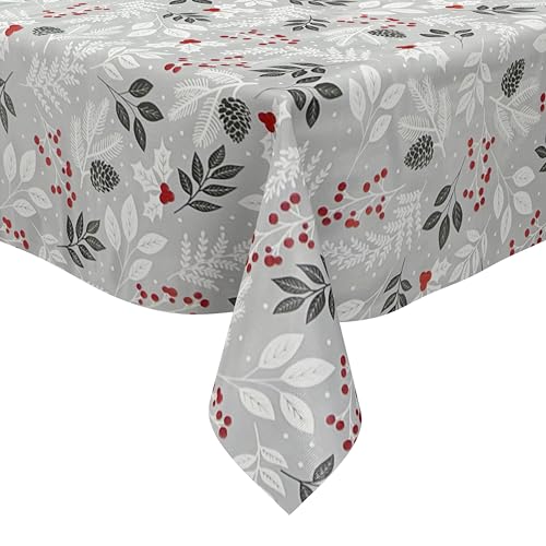 KEVKUS Wachstuch Tischdecke B3019-02 grau Weihnachten Advent wählbar in eckig, rund und oval - Größe eckig 140x260cm Schnittkante von KEVKUS