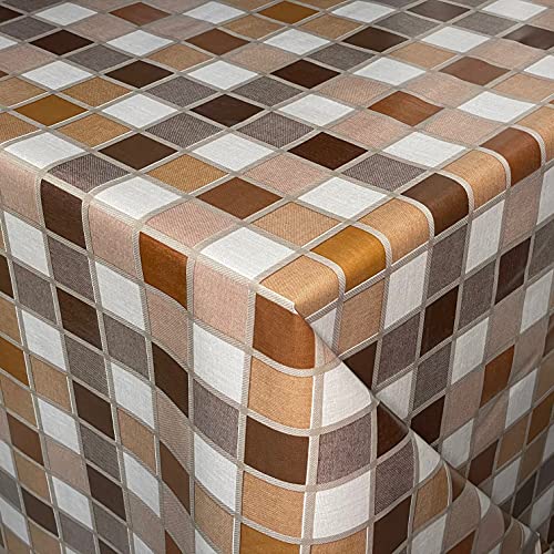 KEVKUS Wachstuch Tischdecke B3838-05 Mosaik Fliesen orange-braun wählbar in eckig rund oval (Rand: Paspel (mit Kunststoffband), 120 x 160 cm eckig) von KEVKUS