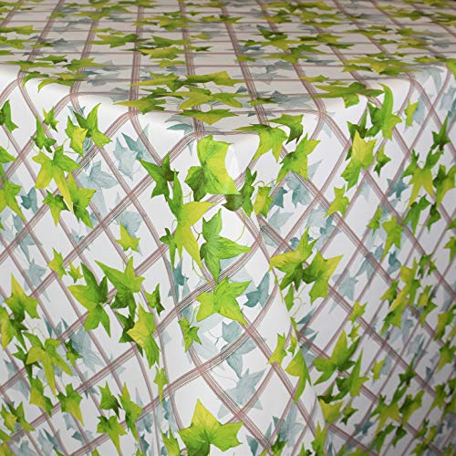KEVKUS Wachstuch Tischdecke C141031 Efeu floral Ranken Blätter kariert wählbar in eckig rund oval (Rand: Schnittkante (ohne Einfassung), 120 x 180 cm eckig) von KEVKUS