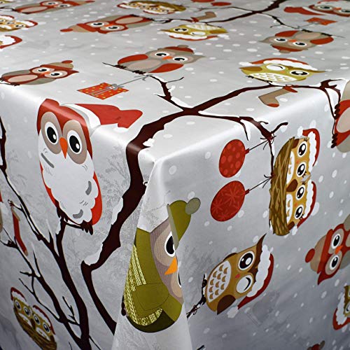 KEVKUS Wachstuch Tischdecke C144340 Weihnachten Eule wählbar in eckig rund oval (Rand: Paspel (mit Kunststoffband), 100 x 140 cm eckig) von KEVKUS