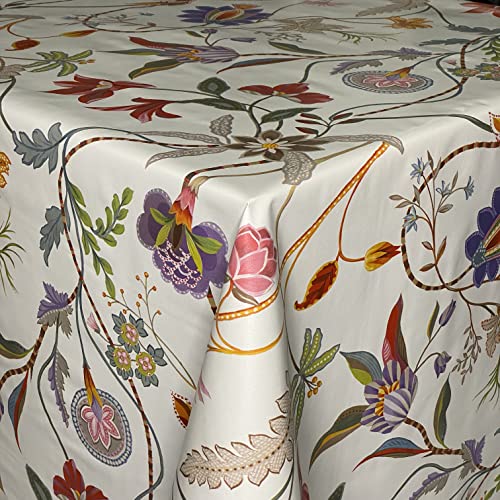 KEVKUS Wachstuch Tischdecke C144671 Bunte Blumen floral in eckig rund oval (Rand: Paspelband, 130 cm rund) von KEVKUS