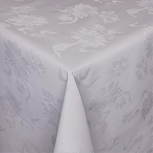 KEVKUS Wachstuch Tischdecke Damast geprägt C140020 floral Blumen Rose Champagne wählbar in eckig rund oval (Rand: Paspel (mit Kunststoffband), 130 x 170 cm oval) von KEVKUS
