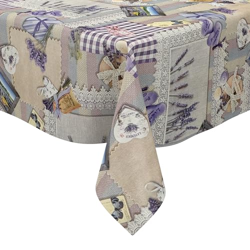 KEVKUS Wachstuch Tischdecke K208A lila Lavendel Provence wählbar in eckig, rund und oval - Größe eckig 140x140cm Schnittkante von KEVKUS