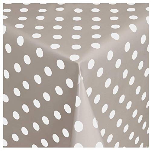 KEVKUS Wachstuch Tischdecke Meterware 01150-07 Punkte hellgrau Polka dots Größe wählbar in eckig rund oval mit Schnittkante Paspel Borte (Paspel (mit Kunsstoffband), 100 x 140 cm eckig) von KEVKUS