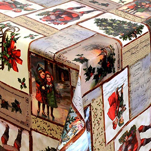KEVKUS Wachstuch Tischdecke Meterware 01214-00 Merry Christmas Classic Patchwork wählbar in eckig rund oval (Rand: Paspel (mit Kunststoffband), 140 cm rund) von KEVKUS