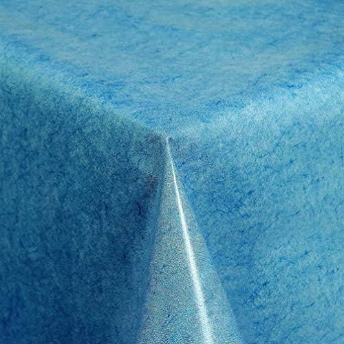 KEVKUS Wachstuch Tischdecke Meterware 01225-01 marmoriert blau wählbar in eckig rund oval (Rand: Schnittkante (ohne Einfassung), 140 x 320 cm eckig) von KEVKUS