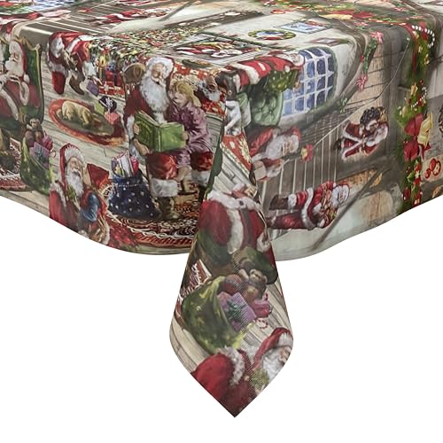 KEVKUS Wachstuch Tischdecke Meterware 25D Weihnachten Bordürenmuster wählbar in eckig rund oval (Rand: Schnittkante (ohne Einfassung), 140 x 240 cm eckig) von KEVKUS