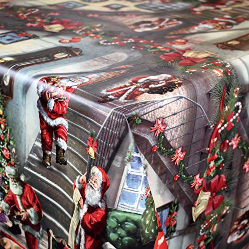 KEVKUS Wachstuch Tischdecke Meterware 25D Weihnachten Bordürenmuster wählbar in eckig rund oval (Rand: Schnittkante (ohne Einfassung), 140 x 320 cm eckig) von KEVKUS