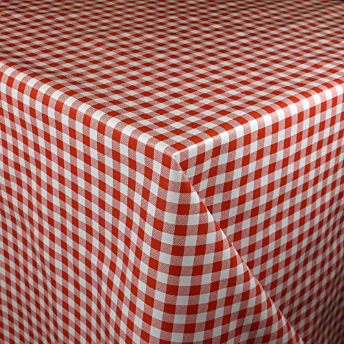 KEVKUS Wachstuch Tischdecke Meterware B1567-01 kariert Vichy rot wählbar in eckig rund oval (Rand: Paspel (mit Kunststoffband), 140 x 300 cm eckig) von KEVKUS