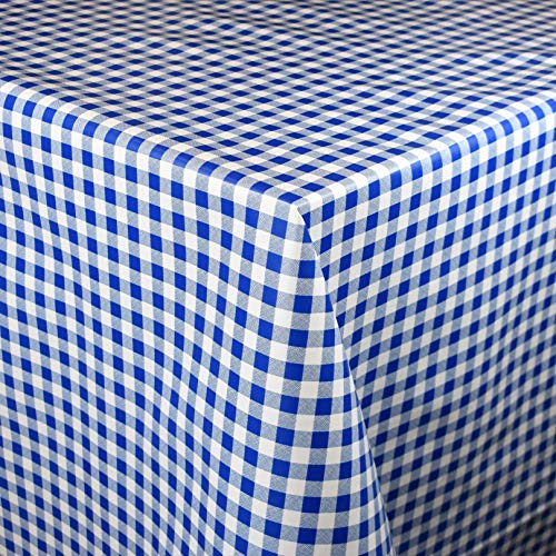 KEVKUS Wachstuch Tischdecke Meterware B1567-02 kariert Vichy blau wählbar in eckig rund oval (Rand: Schnittkante (ohne Einfassung), 110 cm rund) von KEVKUS