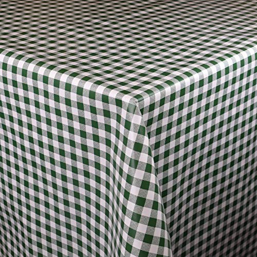 KEVKUS Wachstuch Tischdecke Meterware B1567-04 kariert Vichy grün dunkelgrün wählbar in eckig rund oval (Rand: Schnittkante (ohne Einfassung), 140 x 260 cm eckig) von KEVKUS