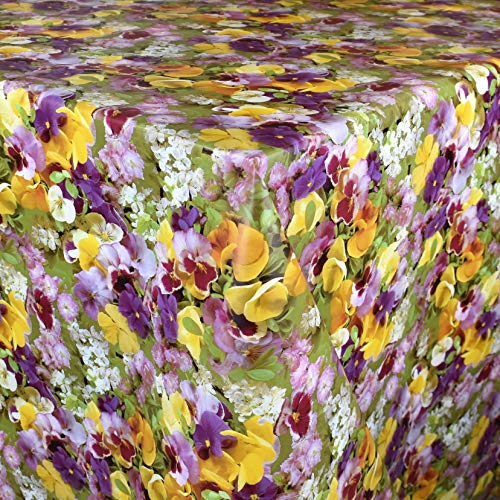 KEVKUS Wachstuch Tischdecke Meterware C970 Stiefmütterchen Blumen Frühjahr Blumen wählbar in eckig rund oval (Rand: Schnittkante (ohne Einfassung), 100 x 140 cm eckig) von KEVKUS