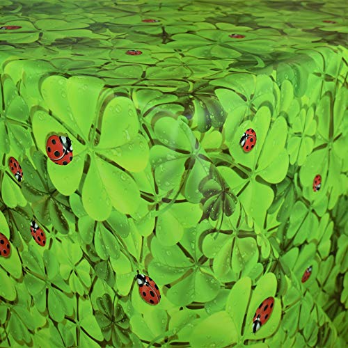 KEVKUS Wachstuch Tischdecke Meterware F100 Klee Kleeblatt Marienkäfer Glück Garten wählbar in eckig rund oval (Rand: Schnittkante (ohne Einfassung), 120 x 200 cm eckig) von KEVKUS