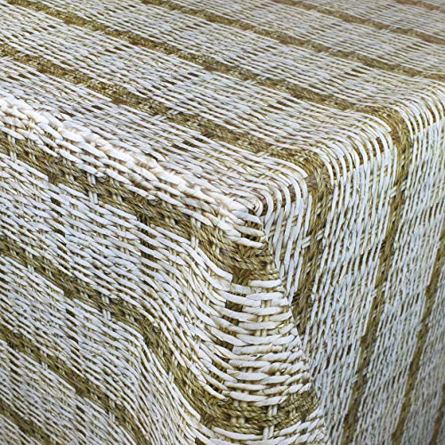 KEVKUS Wachstuch Tischdecke Meterware K150181 Rattan Korb geflochten beige braun wählbar in eckig rund oval (Rand: Schnittkante (ohne Einfassung), 140 x 200 cm eckig) von KEVKUS