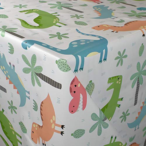KEVKUS Wachstuch Tischdecke Meterware K150215 Dino Dinosaurier Kindergeburtstag Tiere wählbar in eckig rund oval (Rand: Schnittkante (ohne Einfassung), 110 x 260 cm eckig Biertisch XXL) von KEVKUS