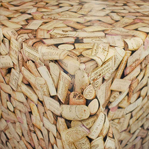 KEVKUS Wachstuch Tischdecke Meterware M19063 Weinkorken Korken Flaschenkorken Weinbar wählbar in eckig rund oval (Rand: Schnittkante (ohne Einfassung), 120 x 140 cm eckig) von KEVKUS
