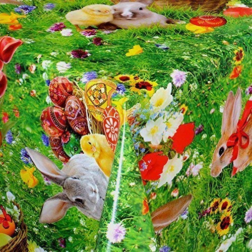 Wachstuch Tischdecke Meterware Ostern Osterhase K1428069 Größe wählbar in eckig rund oval (140 x 240 cm eckig) von KEVKUS