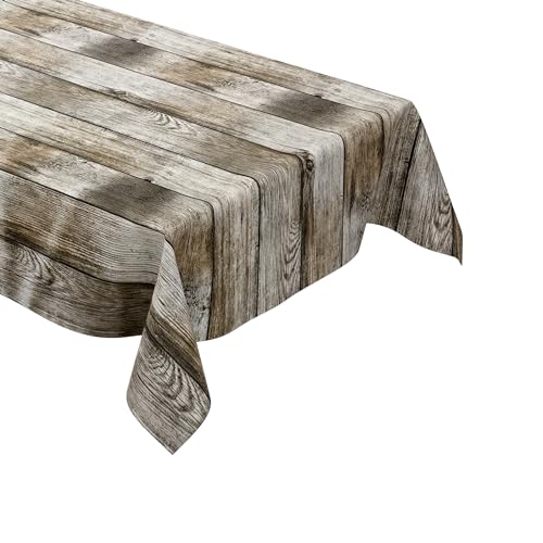 KEVKUS Wachstuch Tischdecke P1000-1 Holz Holzdielen ALM wählbar in eckig, rund und oval - Größe eckig 140x140cm Schnittkante von KEVKUS