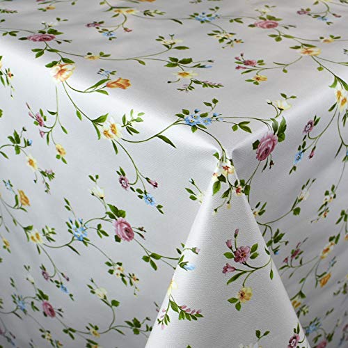 KEVKUS Wachstuch Tischdecke P672-1 Bunte Blumenranke floral wählbar in eckig rund oval (Rand: Schnittkante), 140 x 180 cm oval von KEVKUS