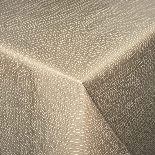 KEVKUS Wachstuch Tischdecke geprägt B0012-04 Kokooptik Krokoprägung beige Creme eckig rund oval (Rand: Paspel (mit Kunststoffband), 140 cm rund) von KEVKUS