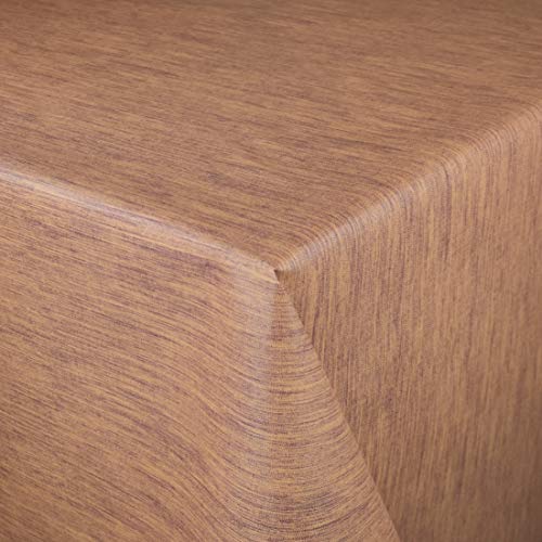 KEVKUS Wachstuch Tischdecke geprägt Meterware P733-6 Leinenstruktur orange terrakotta wählbar in eckig rund oval (Rand: Schnittkante (ohne Einfassung), 120 x 140 cm eckig) von KEVKUS