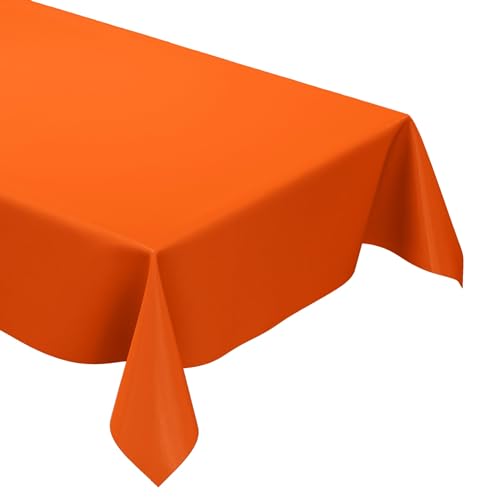 KEVKUS Wachstuch Tischdecke unifarben 021 orange einfarbig wählbar in eckig, rund und oval - Größe eckig 100x140cm mit Paspelband von KEVKUS