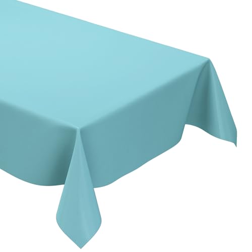 KEVKUS Wachstuch Tischdecke unifarben 291 hellblau einfarbig wählbar in eckig, rund und oval - Größe oval 140x200cm Schnittkante von KEVKUS