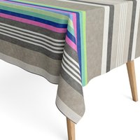 Kevkus Jacquard Tischdecke Beschichtete Baumwolle 160 cm Breite Dp Raya1 Neonfarbene Streifen Retro Eckig Rund Oval von KEVKUS