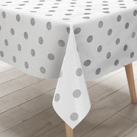 Kevkus Wachstuch Tischdecke 01039-02 Silbergraue Punkte Auf Weiß Retro Dotties Eckig Rund Oval von KEVKUS