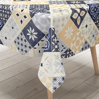 Kevkus Wachstuch Tischdecke B4034-01 Blau Beige Mosaik Fliesen Porto Eckig Rund Oval von KEVKUS