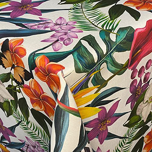 Tischdecke Jacquard beschichtete Baumwolle DG32 Blumen Blüten eckig rund oval (Rand: Baumwollpaspel, 140 x 200 cm oval) von KEVKUS
