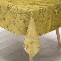 Wachstuch Tischdecke Geprägt K605A Gold Blumenranken Rosen Eckig Rund Oval von KEVKUS