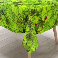 Wachstuch Tischdecke Klee Marienkäfer Blumen Frühling F100 Eckig Rund Oval von KEVKUS