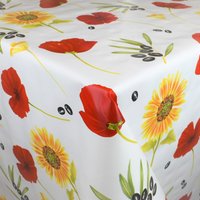 Wachstuch Tischdecke Meterware M19266 Mohn Oliven Sonnenblume Eckig Rund Oval von KEVKUS