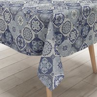 Wachstuch Tischdecke Mosaik Fliesen Grau Blau Mykonos 01633-04 Eckig Rund Oval von KEVKUS