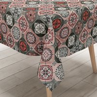 Wachstuch Tischdecke Mosaik Fliesen Grau Schwarz Rot 01633-05 Eckig Rund Oval von KEVKUS